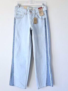 Levis Jeans Women 26 Superlow Loose Striped Light Wash NWT